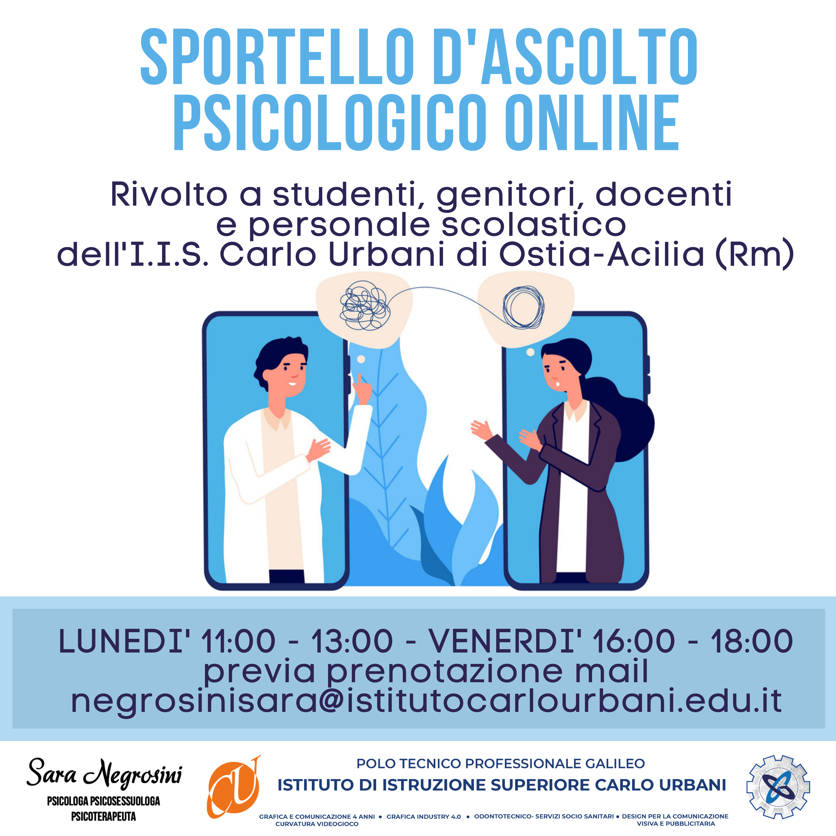 Al momento stai visualizzando Sportello psicologico online – I.I.S. Carlo Urbani